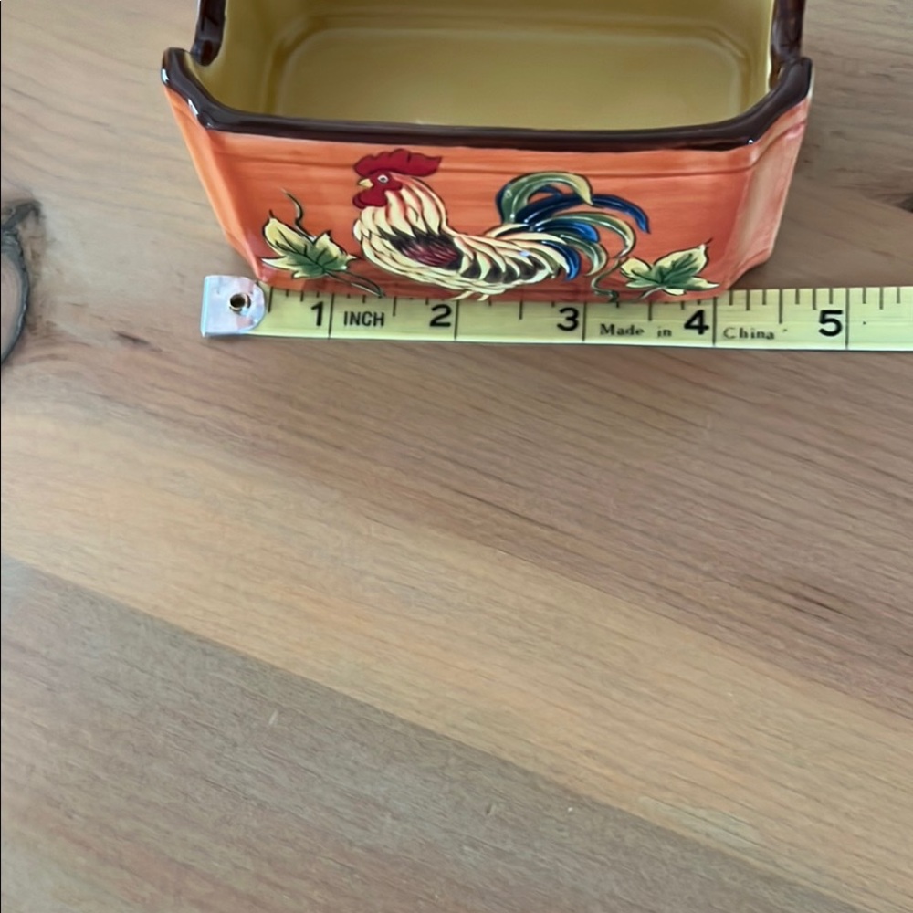 Vibrant Orange and Red Rooster Decor Accent butter dish - Picture 6 of 8